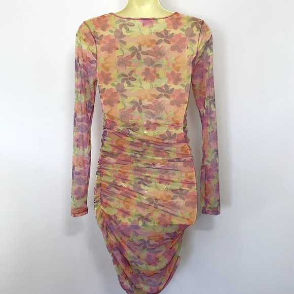 For Love And Lemons Pink Long Sleeve Bodycon Swim Coverup Sz Sm .Nwot - Picture 7 of 8